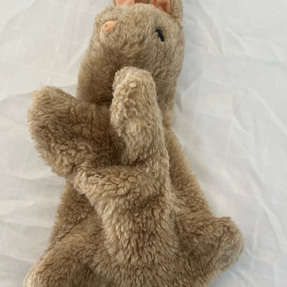 Adorable Brown Bunny Plush 12” puppet‎ rabbit Easter decor vintage